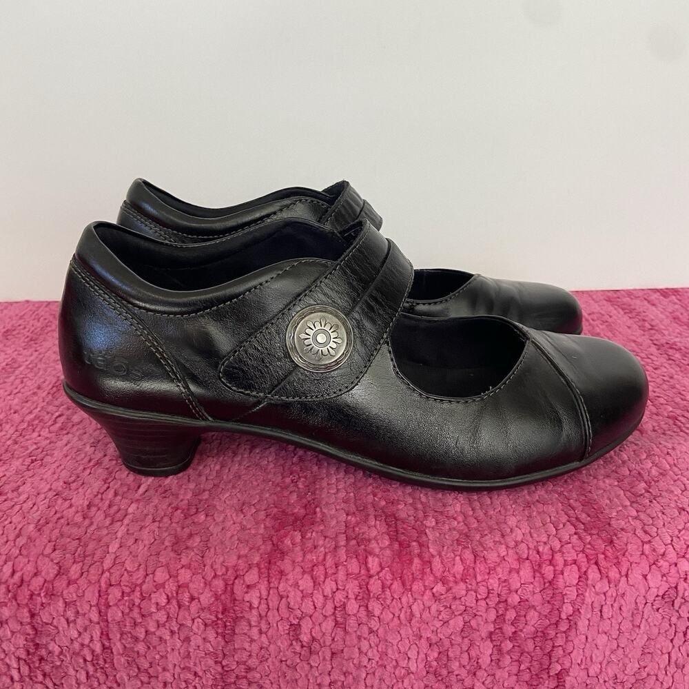 Taos Footwear Majesty Leather Mary Jane Kitten Heels Black Size 7